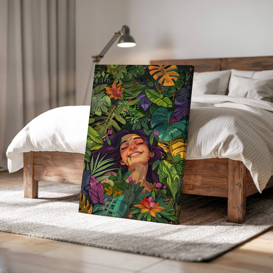 GIRL SLEEPING IN LEAVES