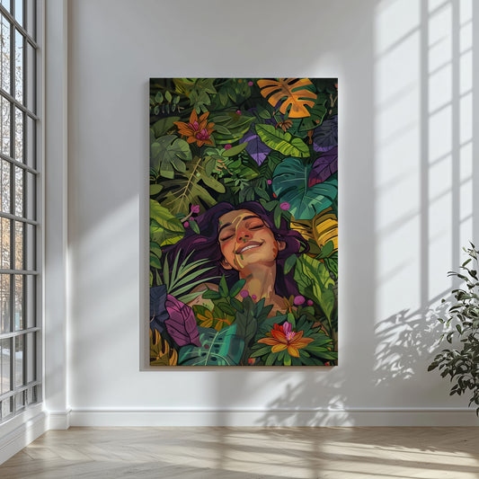 GIRL SLEEPING IN LEAVES